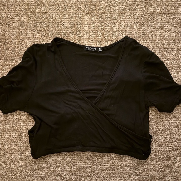 Nasty Gal Tops - Nasty Gal Black Wrap Crop Top